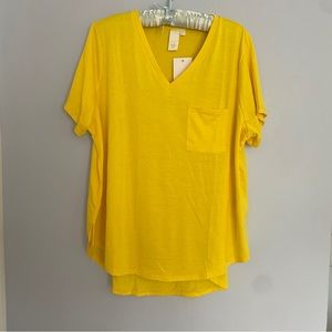 Adyson Parker Ady P Lemon Burst Yellow V-neck T-shirt - 1X NWT